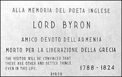 Placa a la memoria de Lord Byron